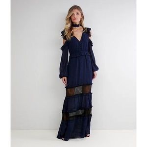 Navy Swiss-Dot Maxi Dress
